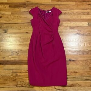 LK BENNETT Rucked Crossover Magenta Pink Dress 6-8